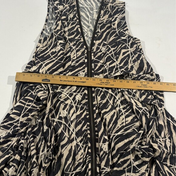 Allsaints Jayda Zebra Dress Zipper Sleeveless Drape Front Womens Black Sz M - Picture 6 of 11